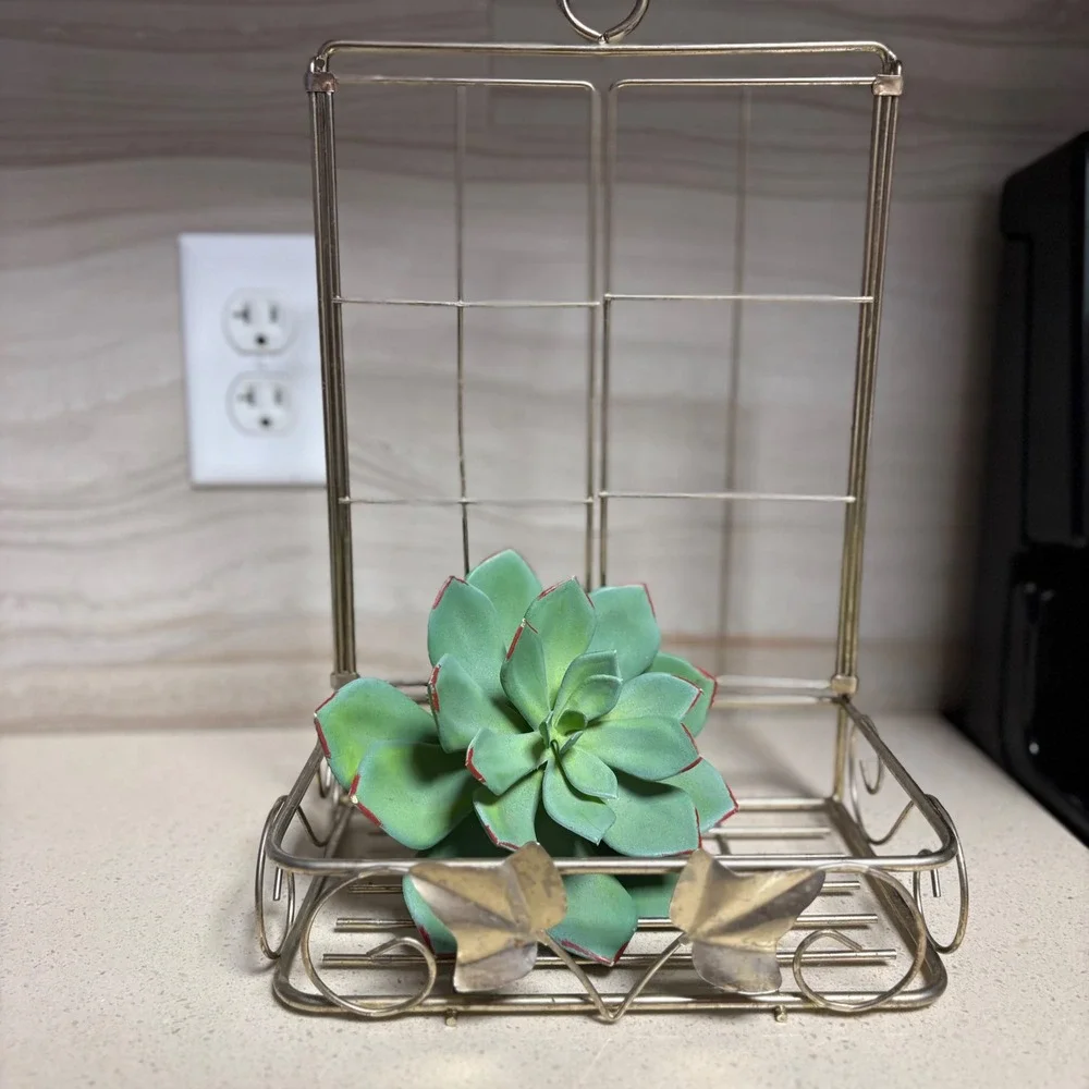Vintage Gold/Metal Window Wall Shelf with Shutters Ivy Leaf Detail Brass Finish